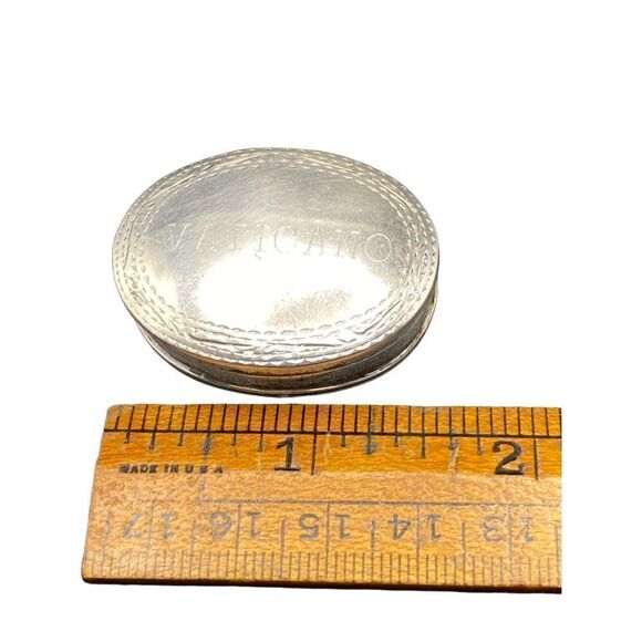 Vintage Vaticano sterling silver Italian hinged pill box trinket box - Picture 5 of 9